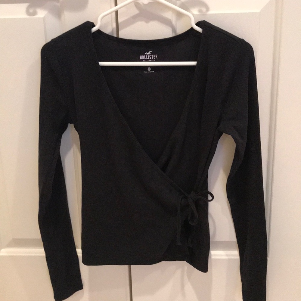 Hollister Long Sleeve Crossover Wrap Front Top